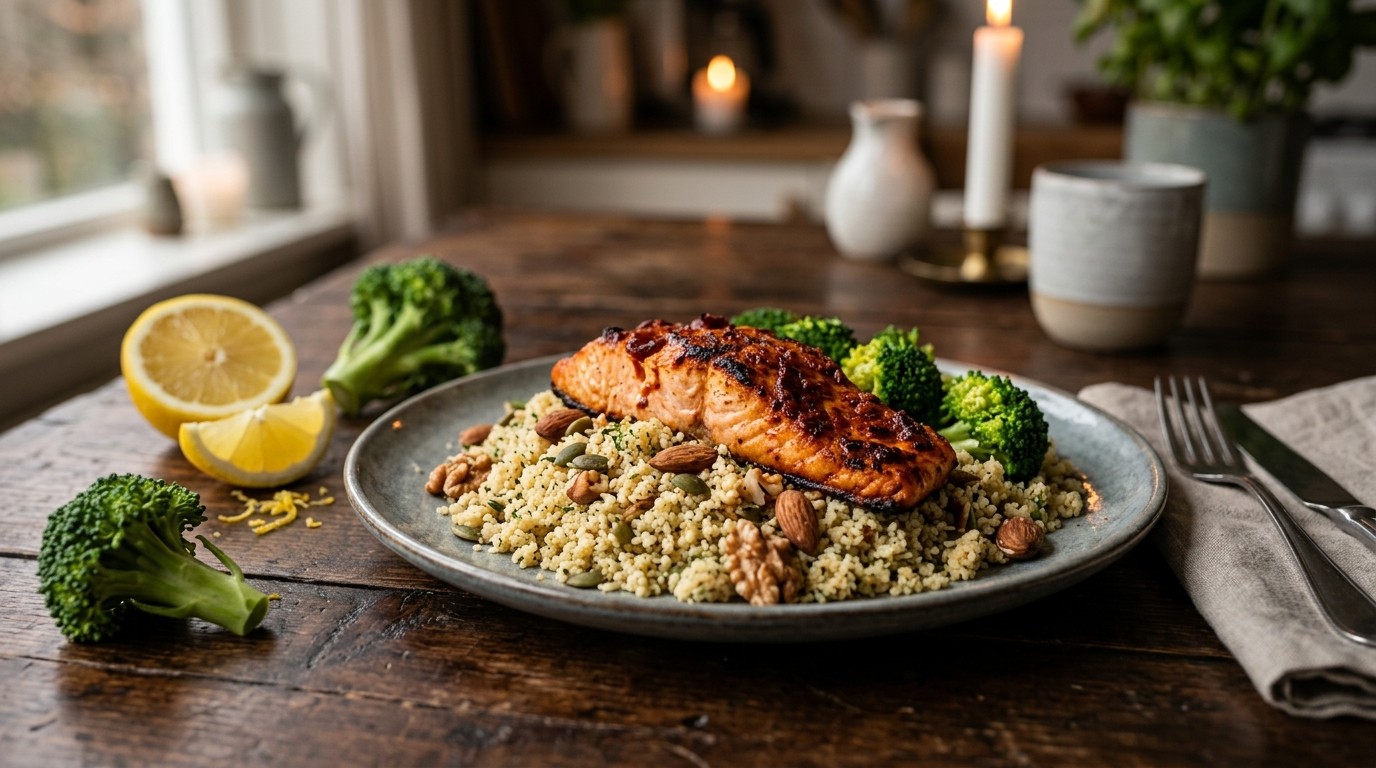 Zalmtika met Notencouscous