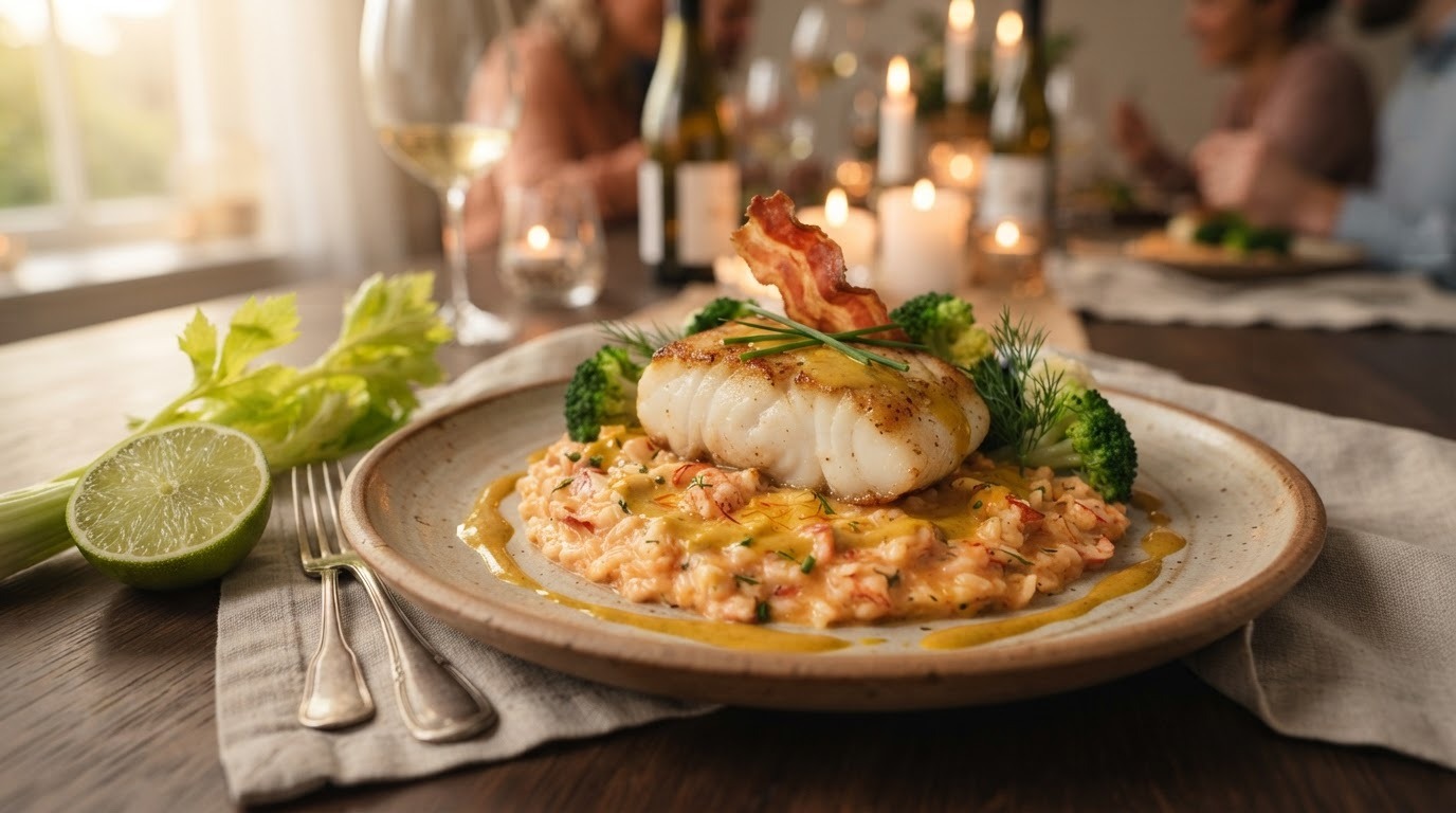 Zeeduivel met Kreeftenrisotto