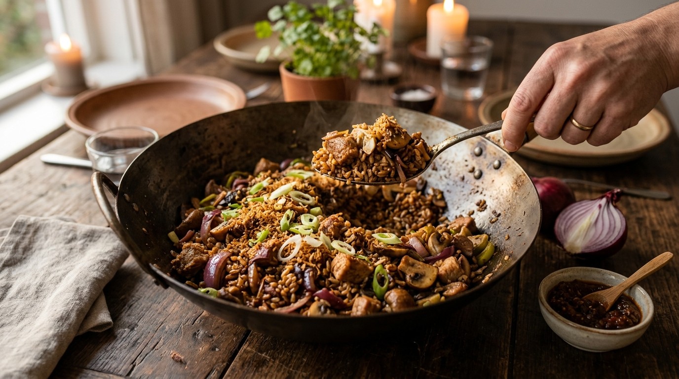Zilvervlies Nasi met Kastanjechampignons