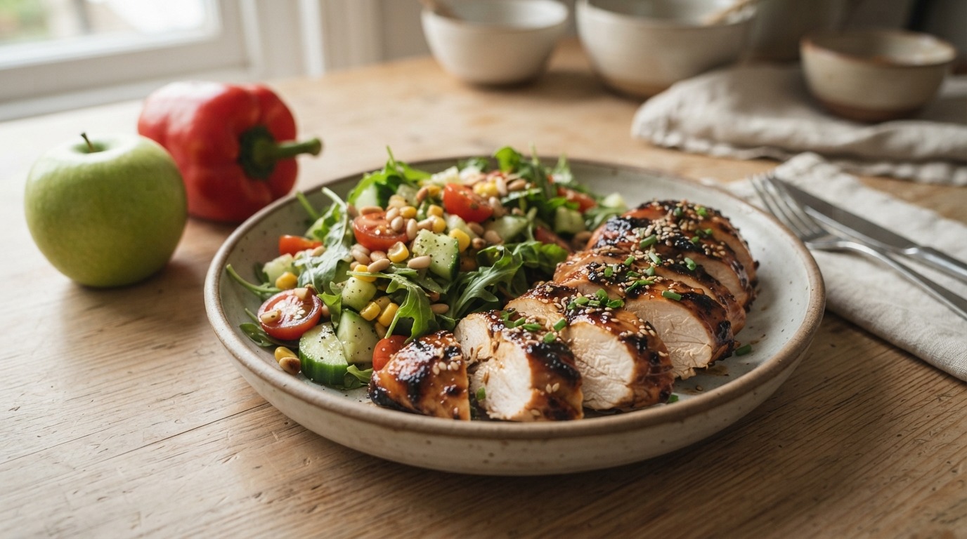 Zoete kip met frisse salade