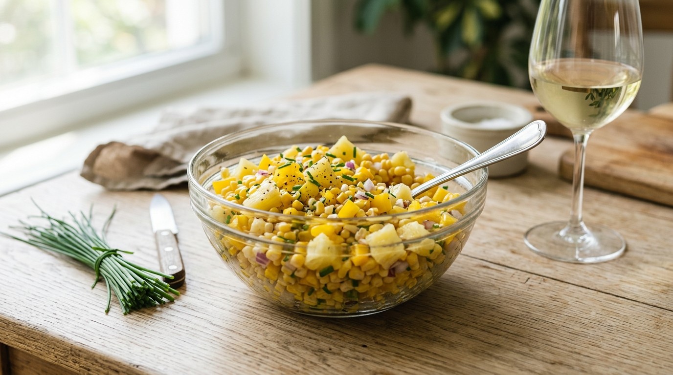 Zoetzure Mais met Paprika en Ananas