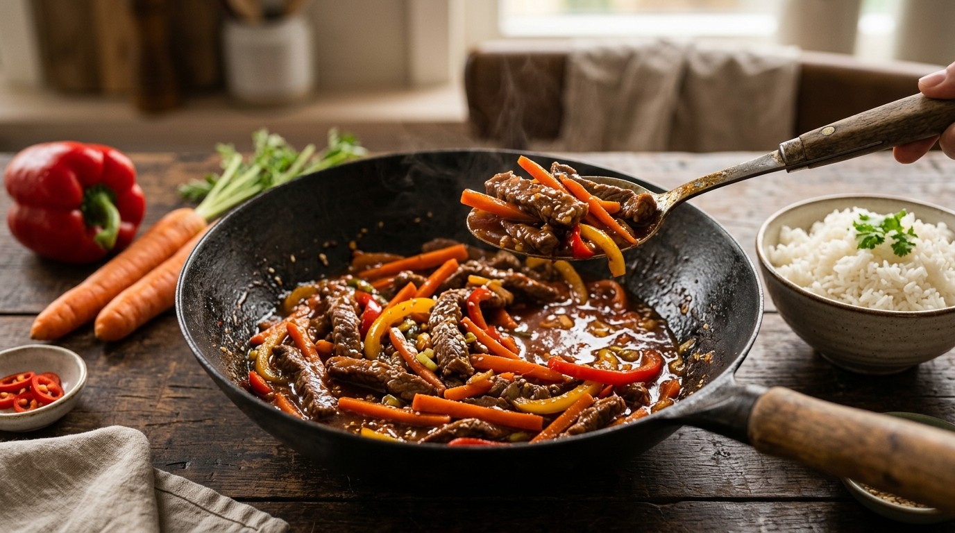Zoetzure Runderreepjes met Wortel & Paprika