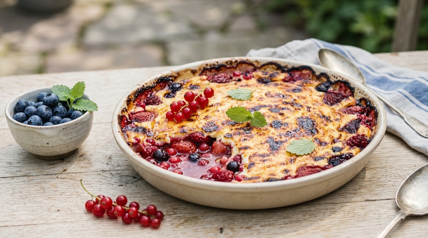 Zomervruchten met kwarkgratin