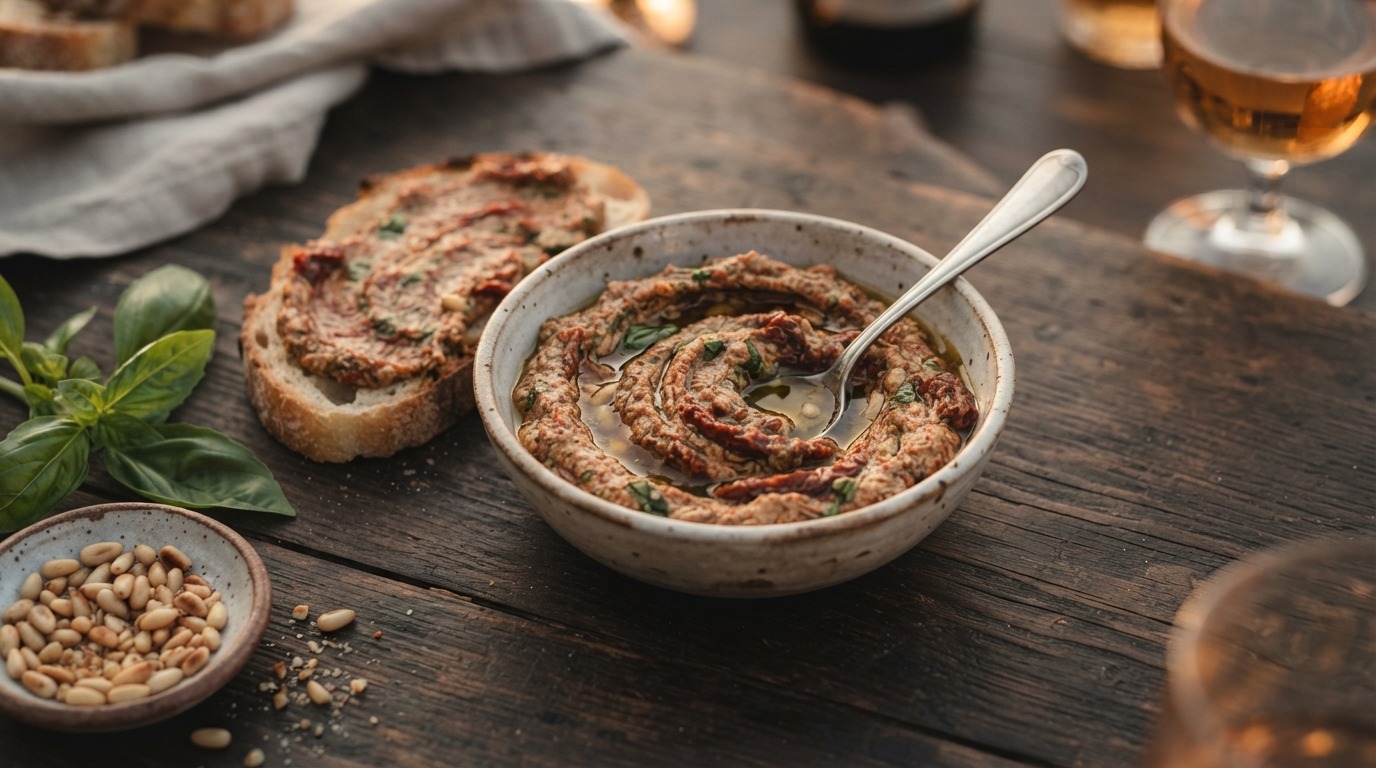 Zongedroogde tomaten-pesto spread