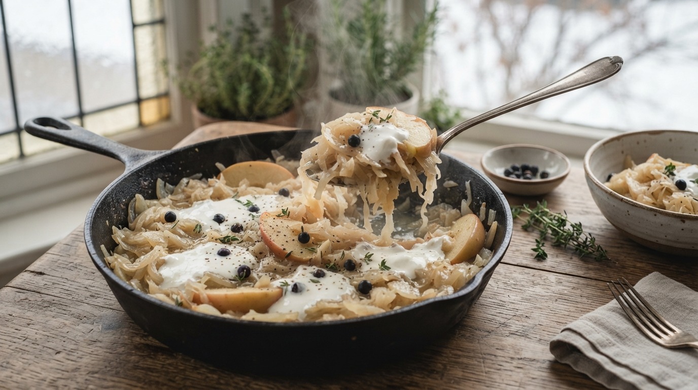 Zuurkool met appel, ui en knoflook