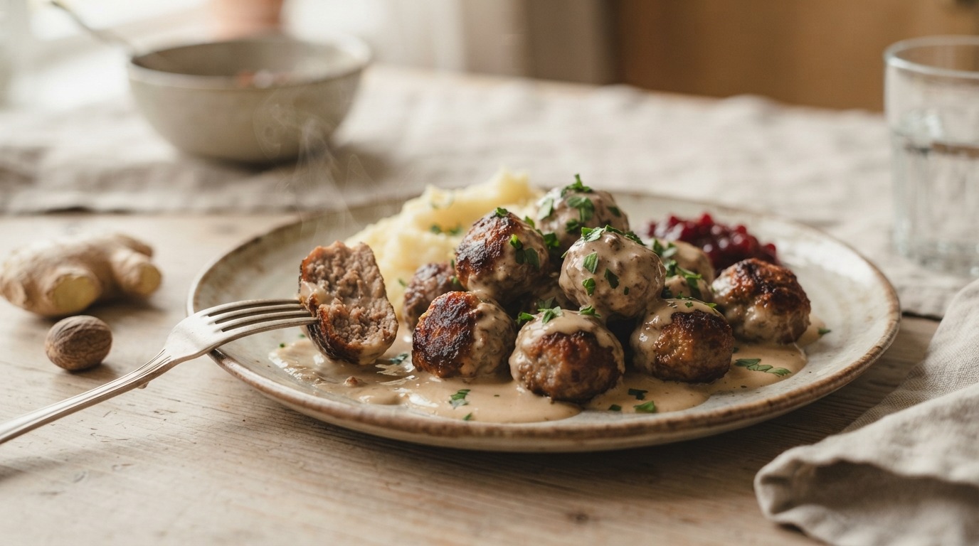 Zweedse gehaktballetjes met roomsaus