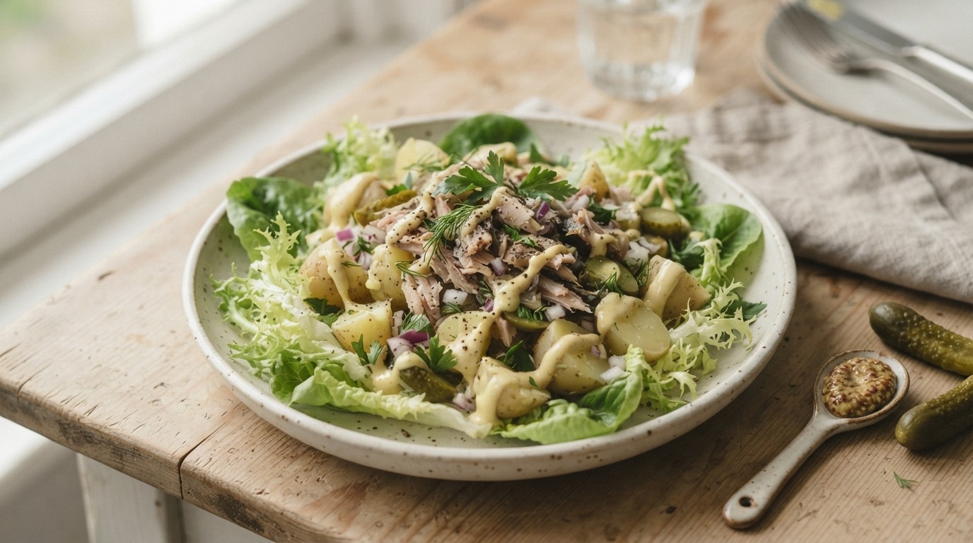Aardappel - Makreelslaatje met Mosterdsaus