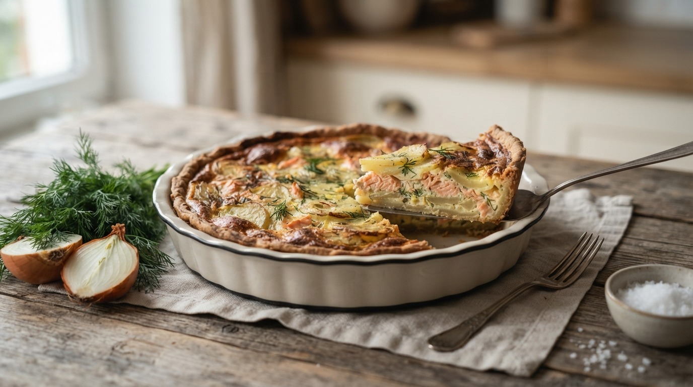 Aardappel-zalmquiche recept Aardappel-zalmquiche recept