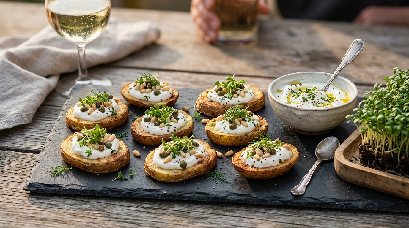 Aardappelcrostini met Roomkaasdip
