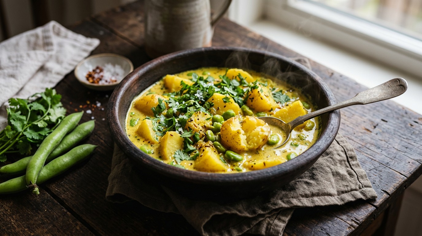 Aardappelcurry met Tuinbonen recept Aardappelcurry met Tuinbonen recept