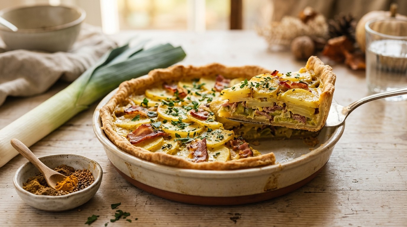 Aardappelcurrytaart