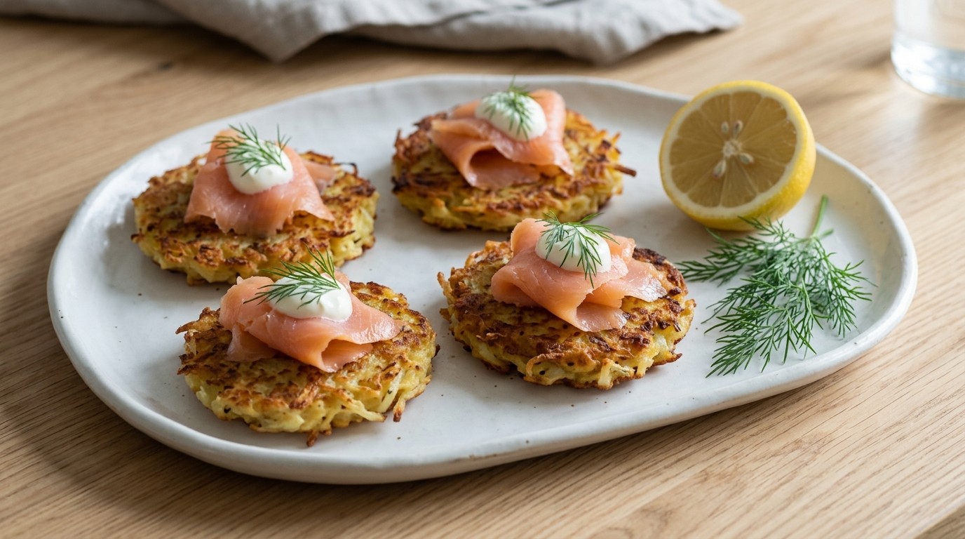 Aardappelkoekjes met Gerookte Zalm recept Aardappelkoekjes met Gerookte Zalm recept