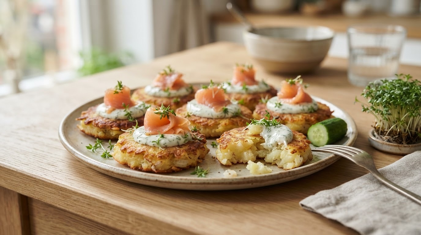 Aardappelkoekjes met Zalm
