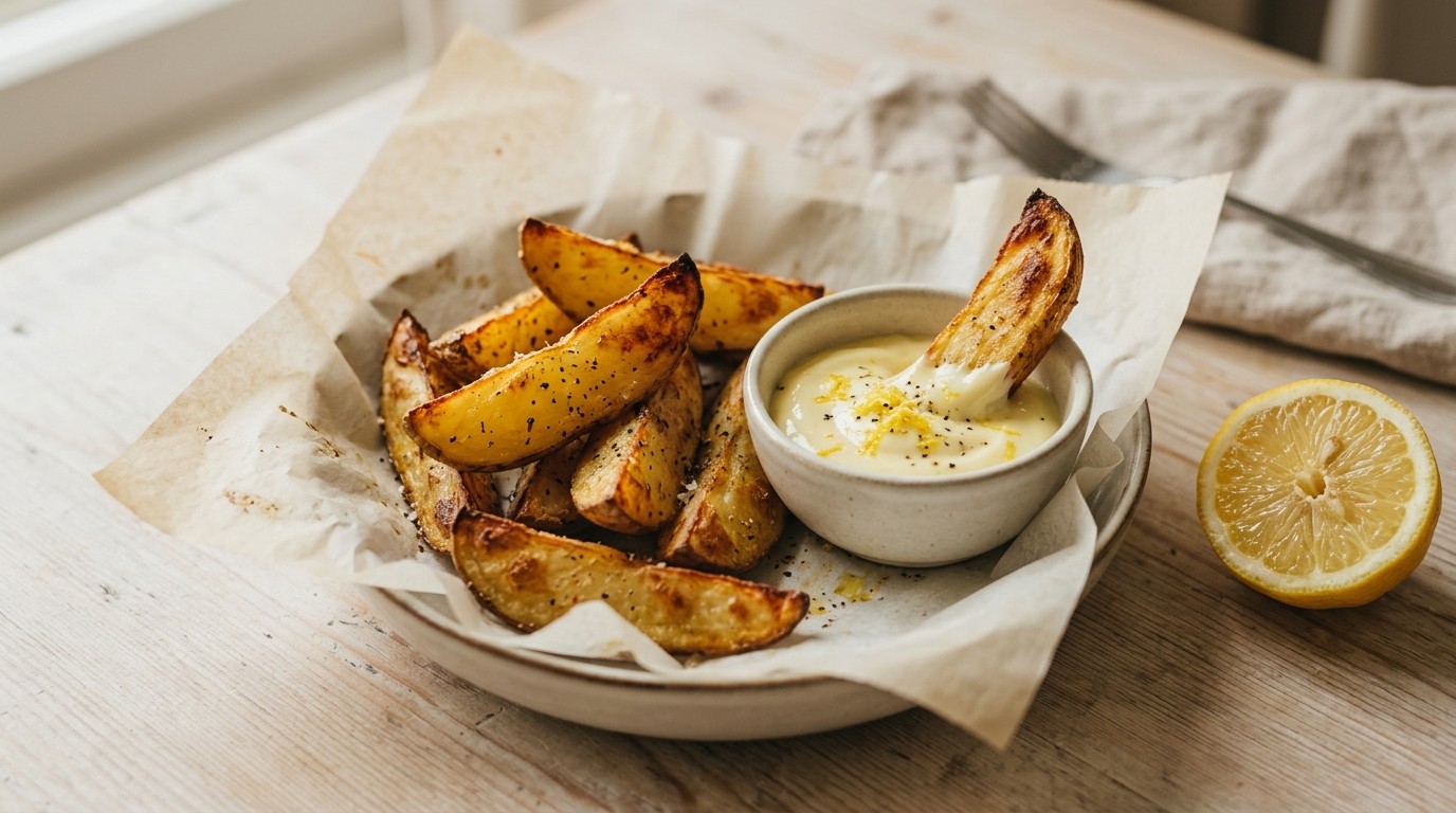 Aardappelpartjes met Citroenmayonaise recept Aardappelpartjes met Citroenmayonaise recept
