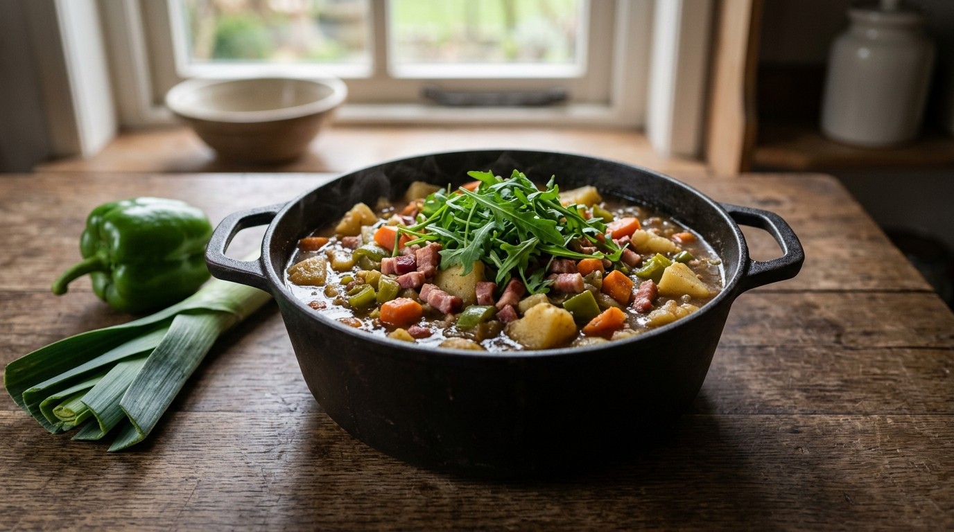 Aardappelstoofschotel met Spek