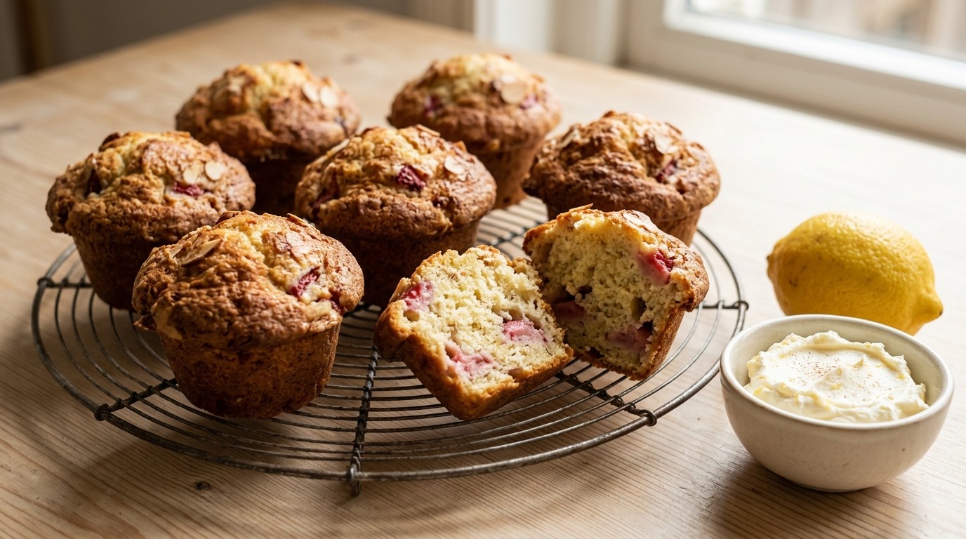 Aardbei-amandelmuffins