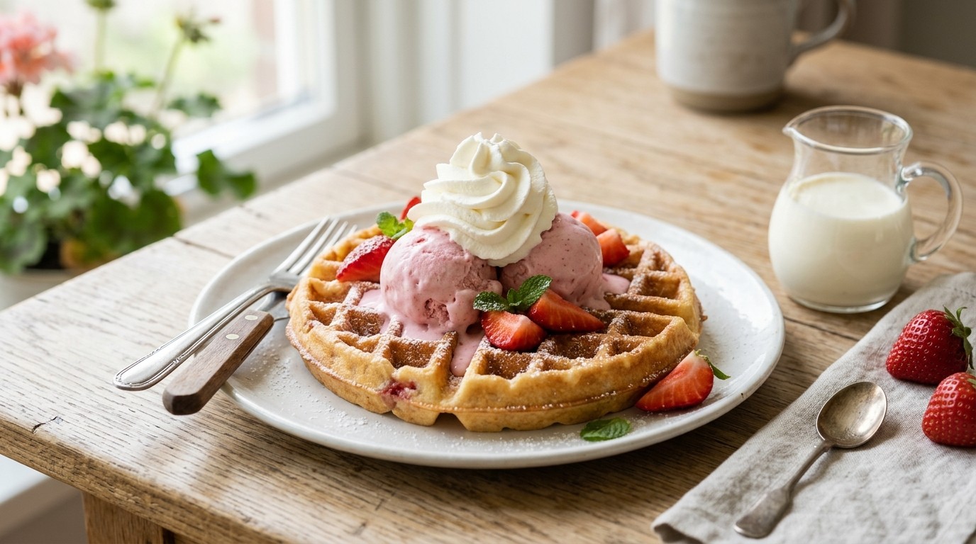 Aardbei Wafel