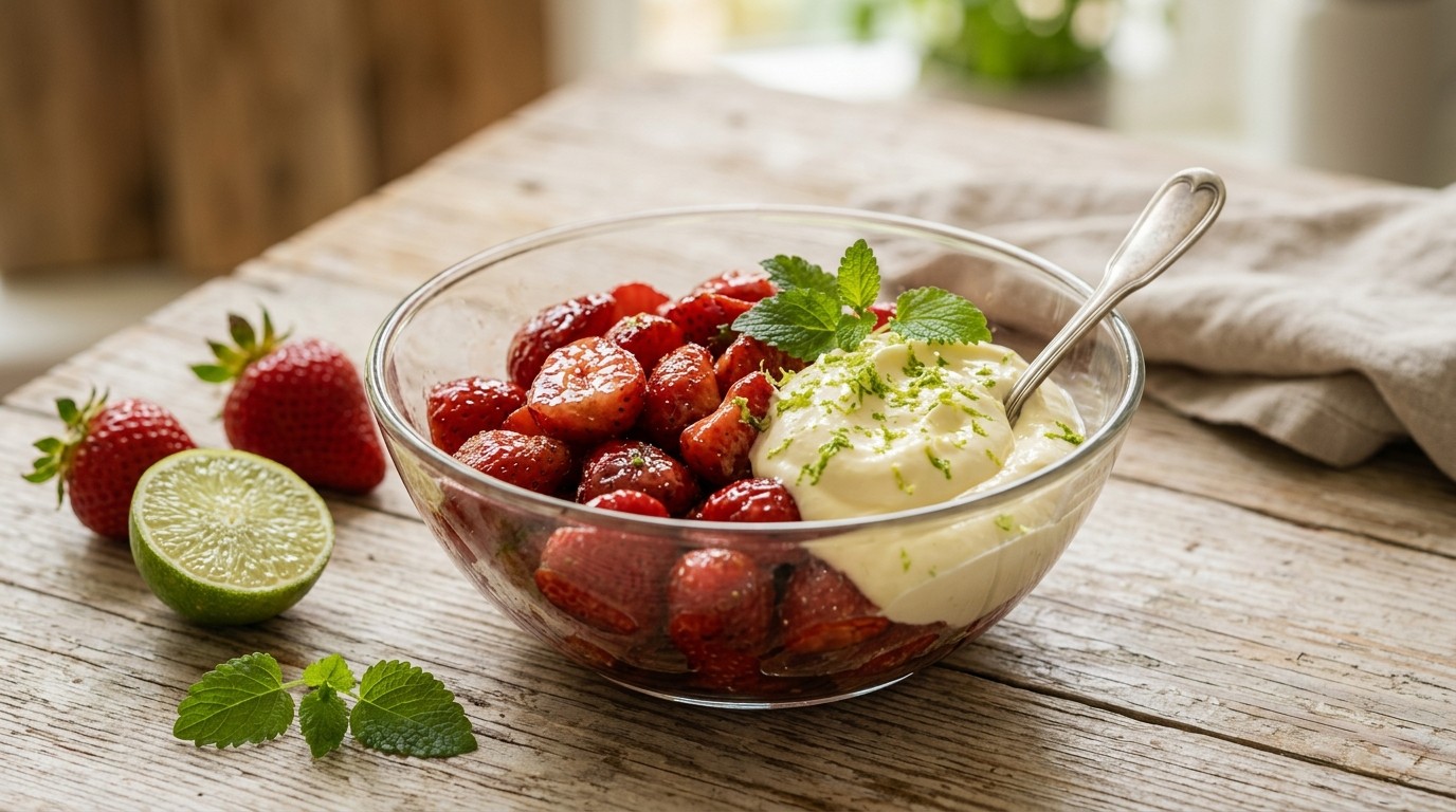 Aardbeien met Limoencrème