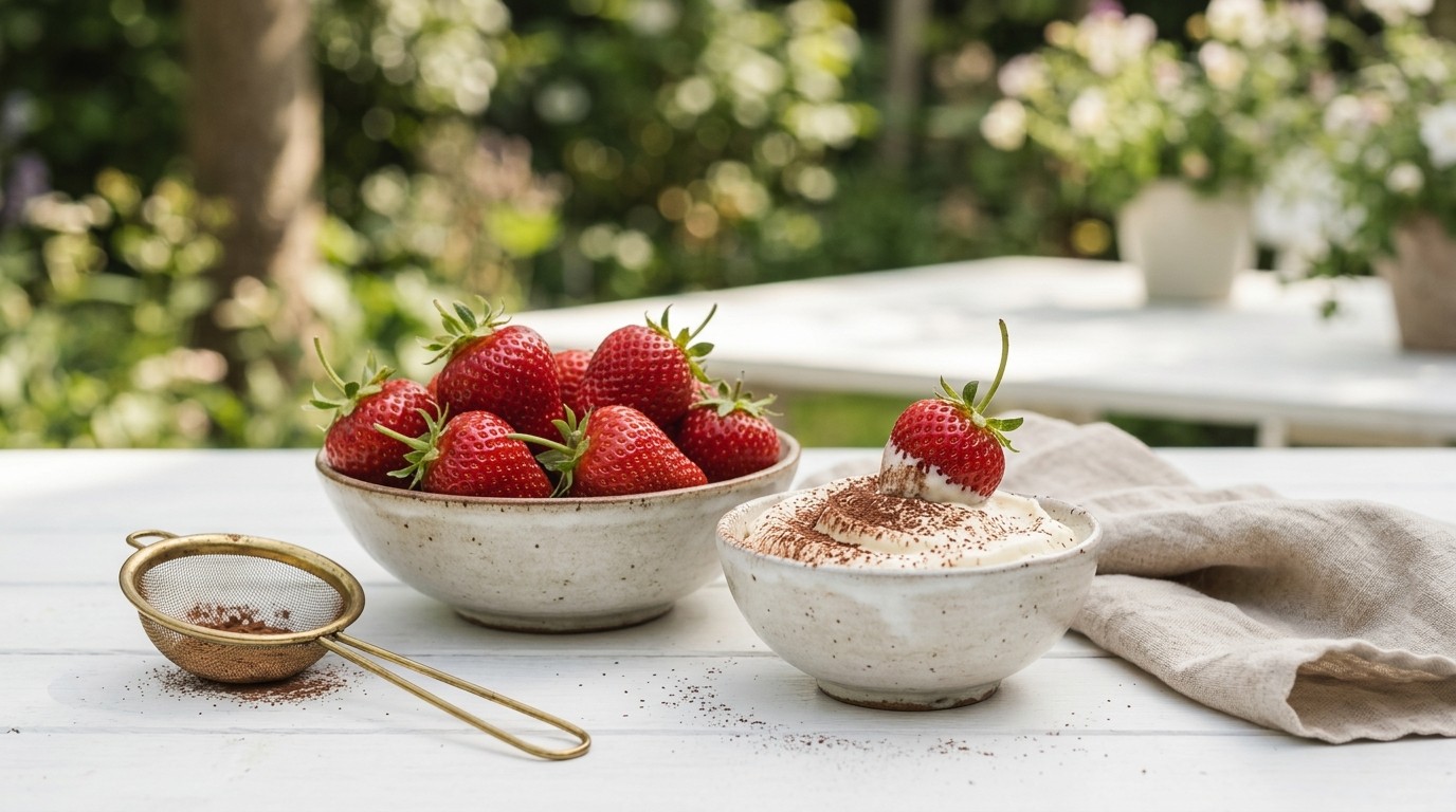 Aardbeien met Witte Chocoladeroom