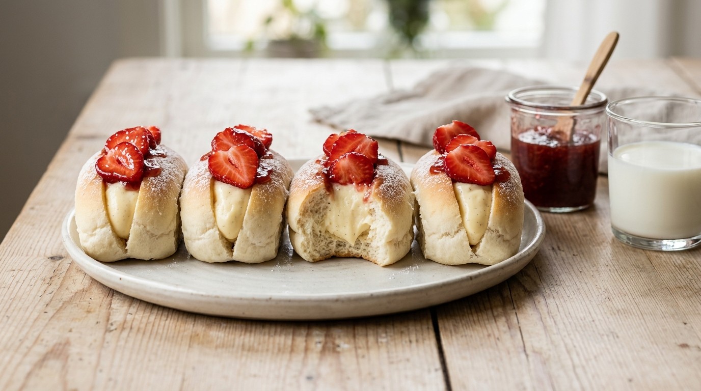Aardbeienroombroodjes