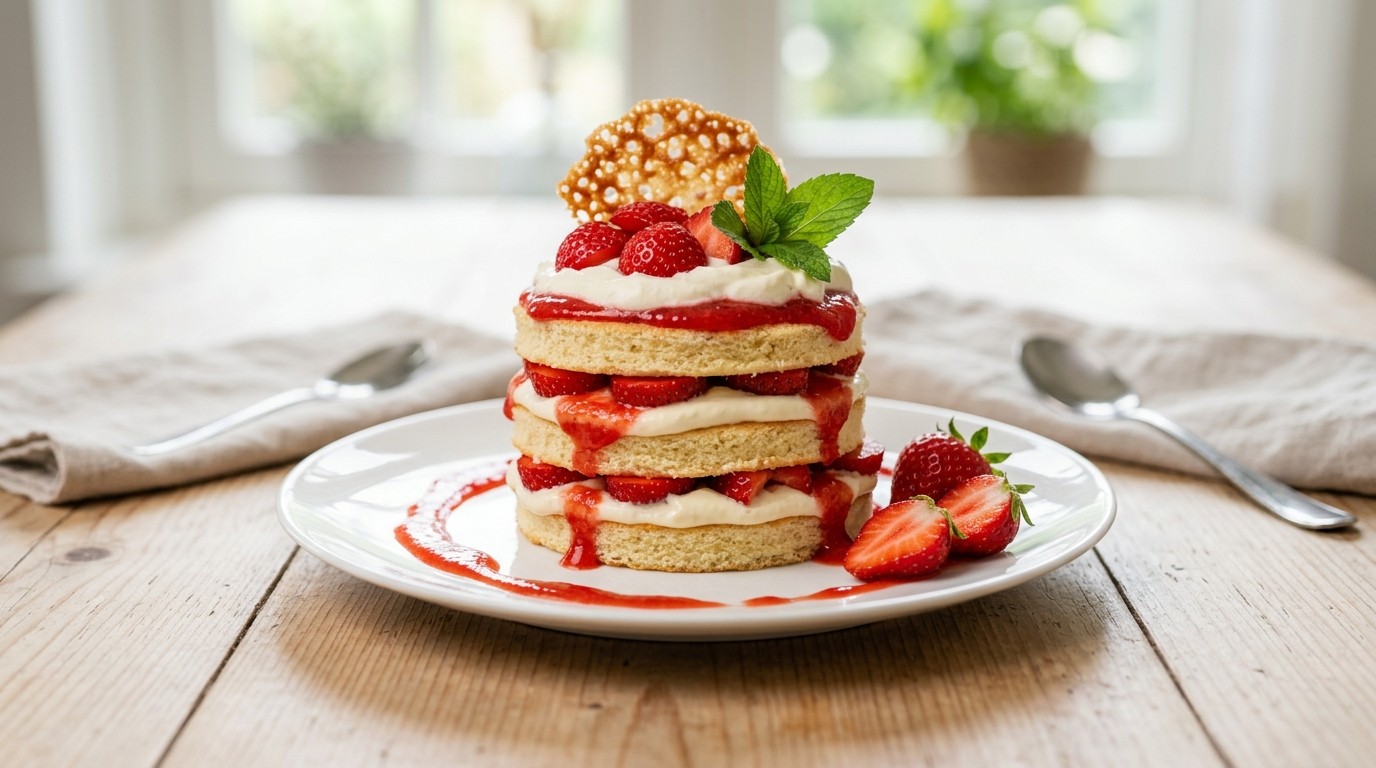 Aardbeienstapeltoetje