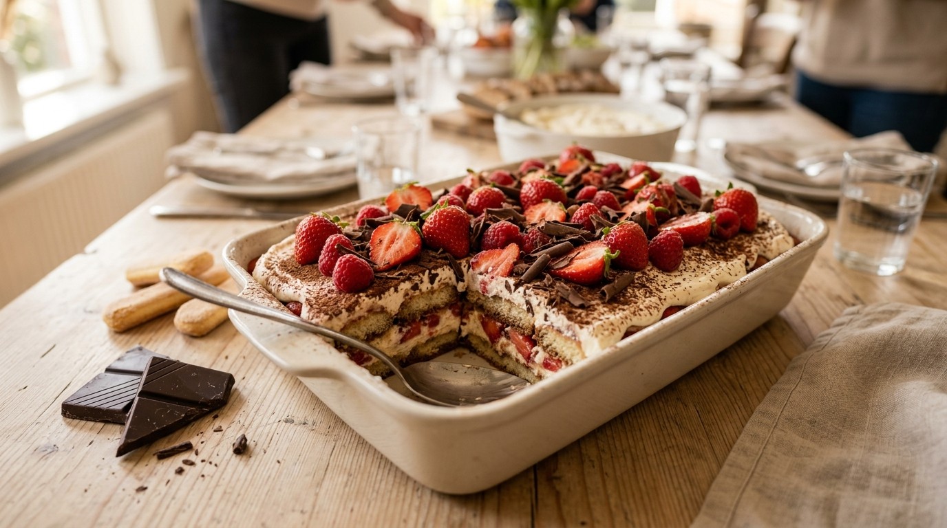Aardbeientiramisu Voor Buffet