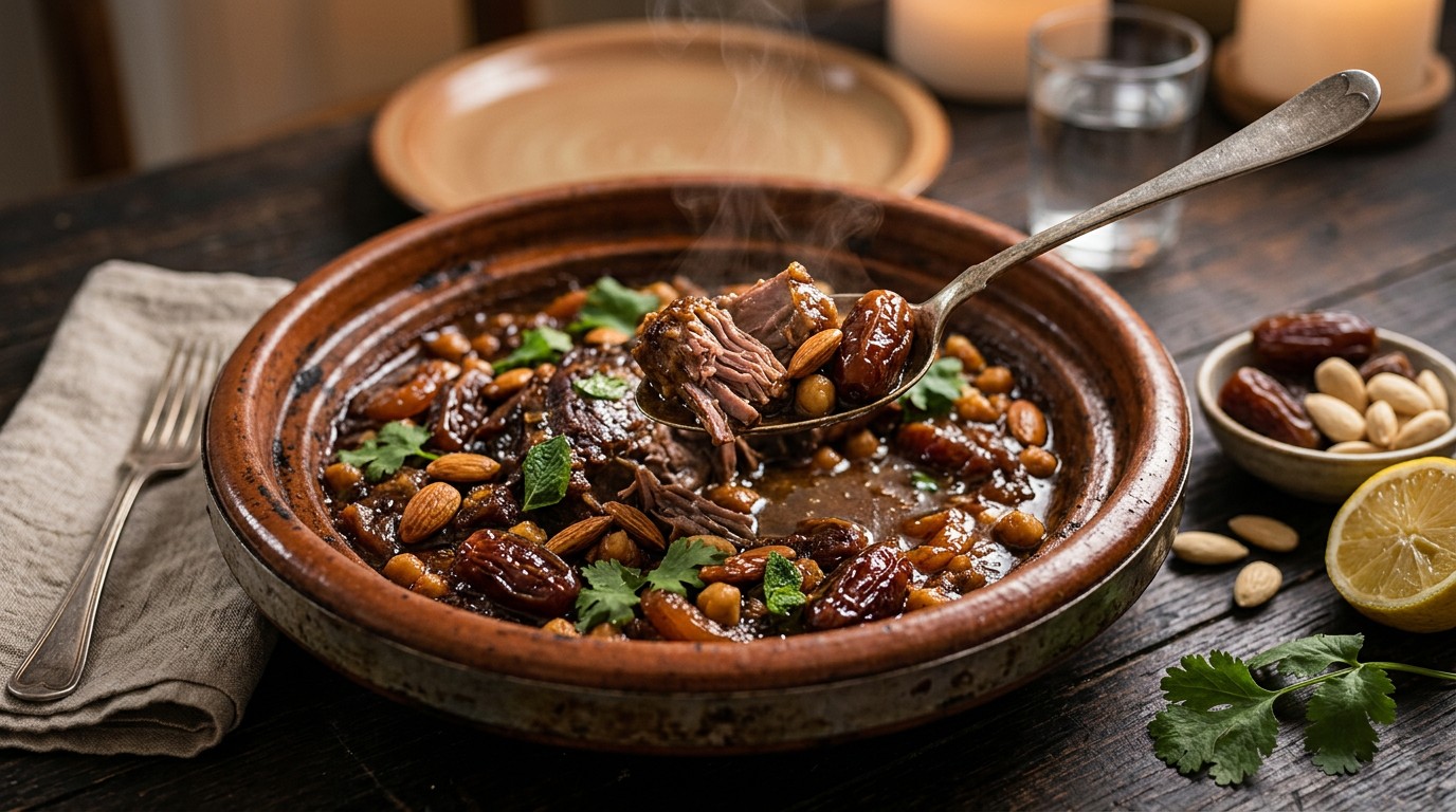 Aladinstoofpot met Dadels en Amandelen recept Aladinstoofpot met Dadels en Amandelen recept