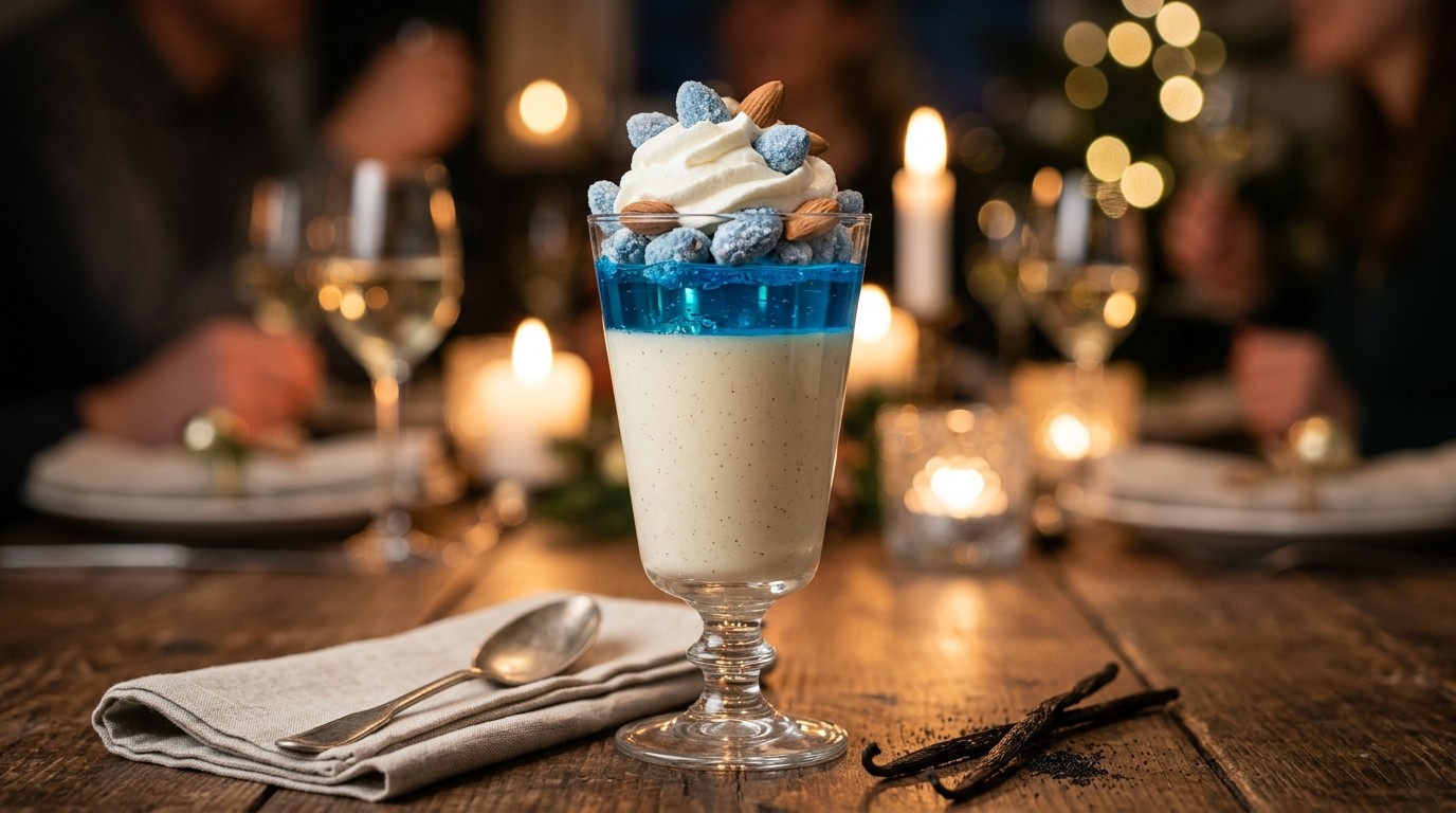Amandelpudding met Blue Curacao