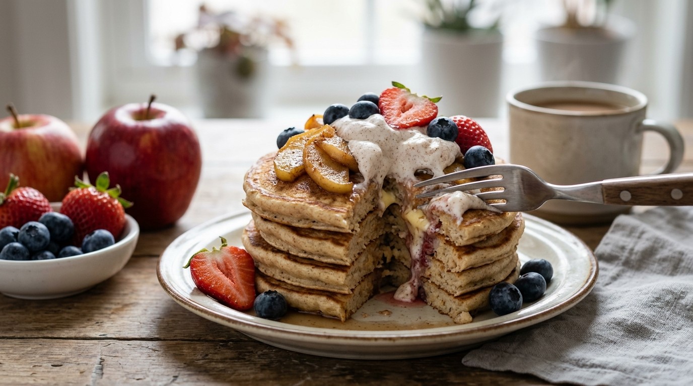 American Pancakes met Fruit en Kaneelroom
