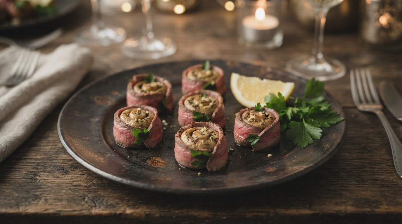 Amuse Champignonhoedje met Rosbief