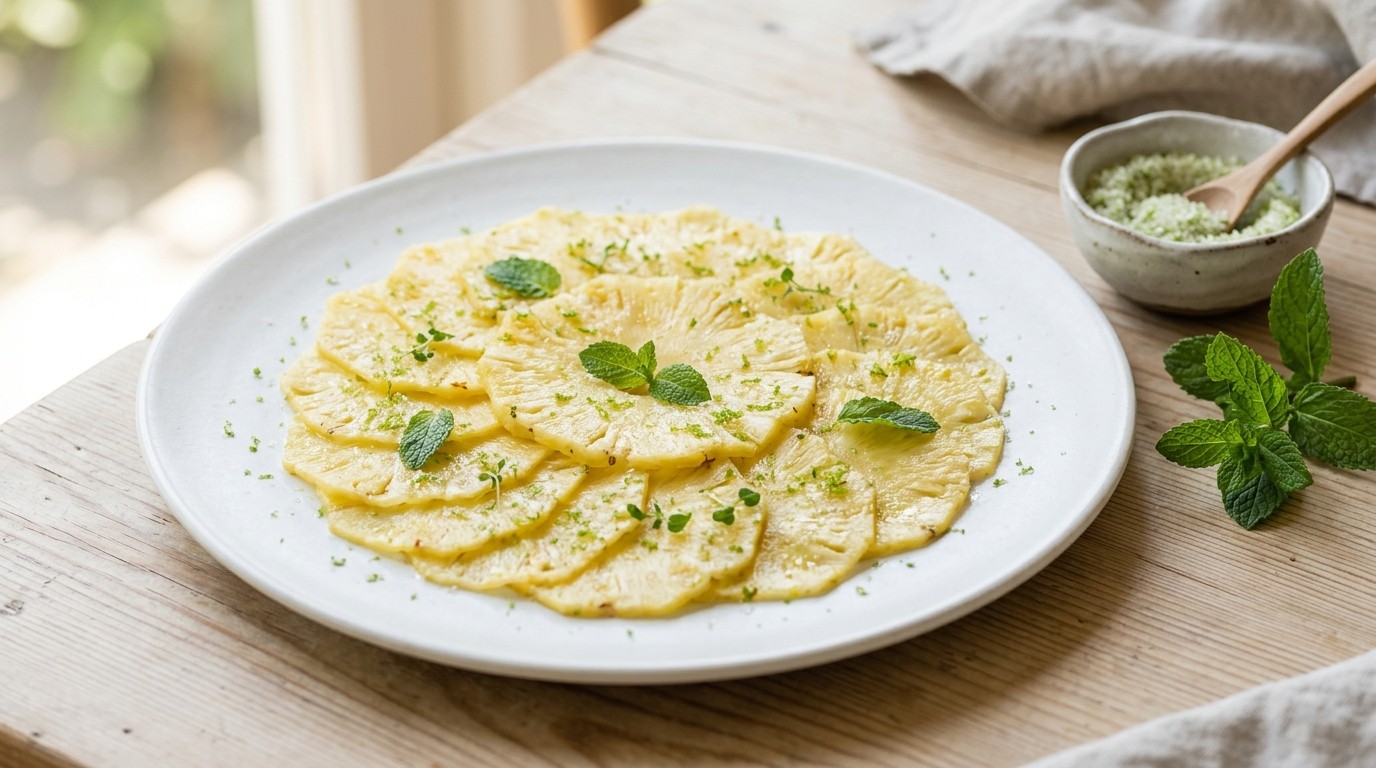 Ananascarpaccio met Limoensuiker