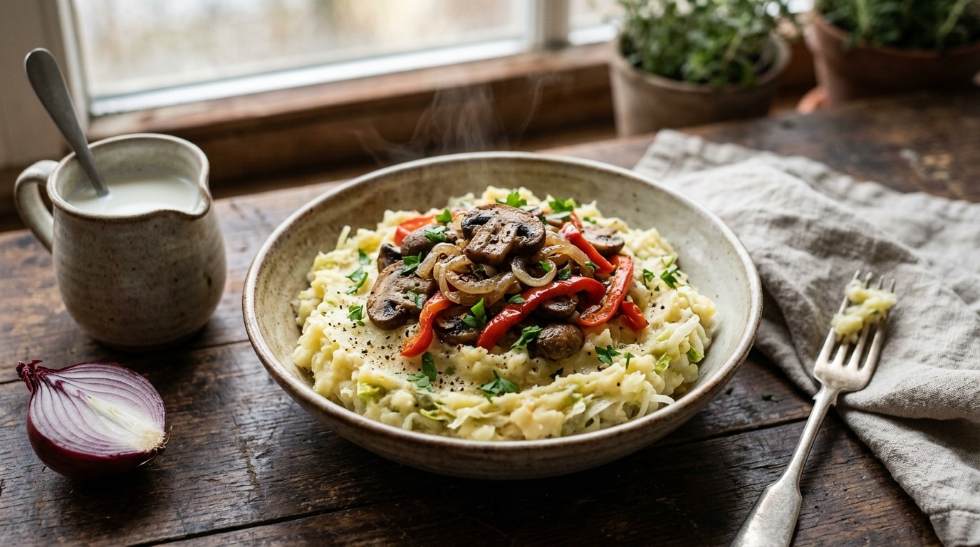 Andijviestamppot met Paprika en Champignons recept Andijviestamppot met Paprika en Champignons recept