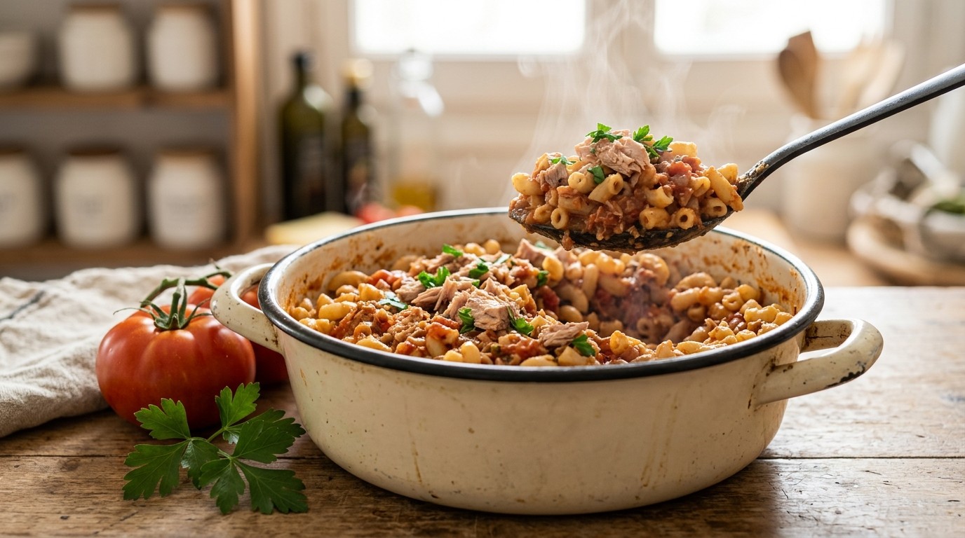 Anti-crisis Recept: Pasta met Tomaten-tonijn Saus