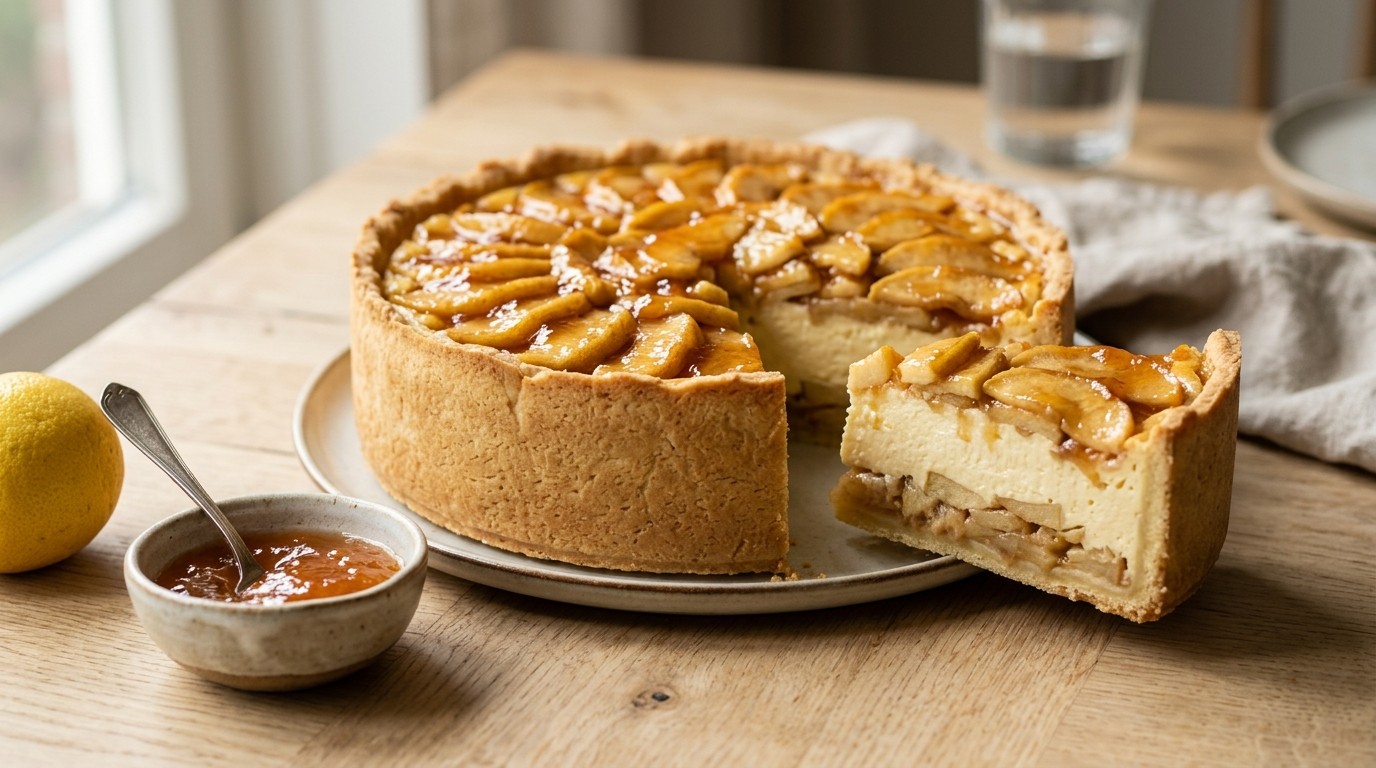 Appel-kwarktaart met Abrikozenjam recept Appel-kwarktaart met Abrikozenjam recept