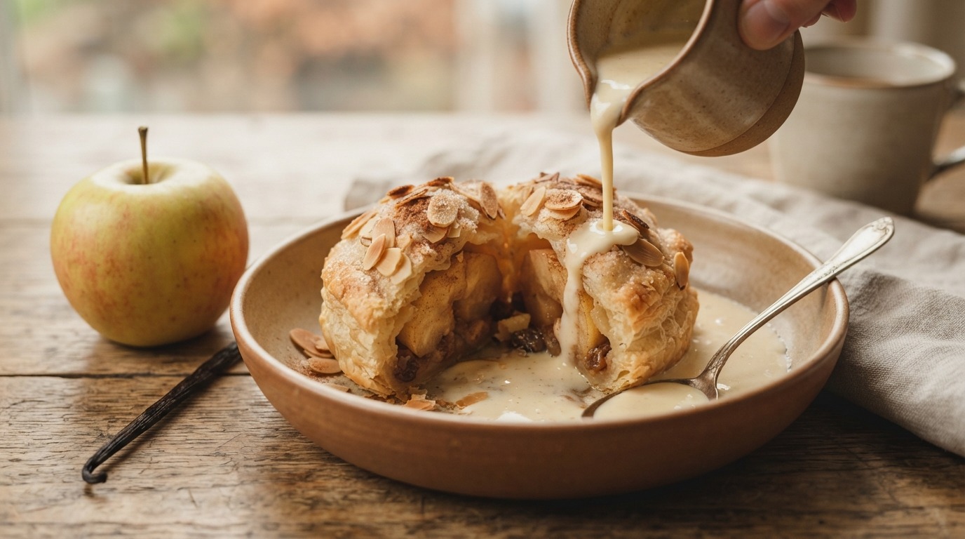 Appelbol met Vanillesaus