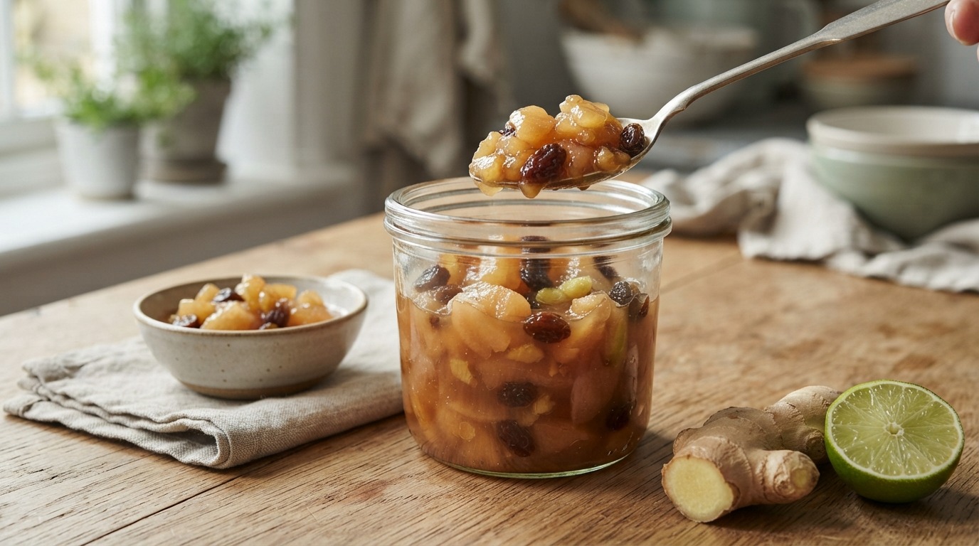Appelcompote met Gember en Rozijnen