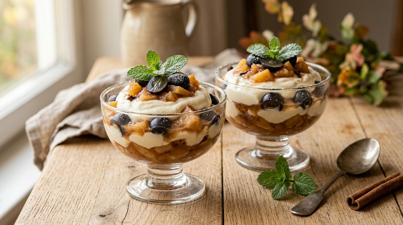 Appelcompote met Room en Druiven