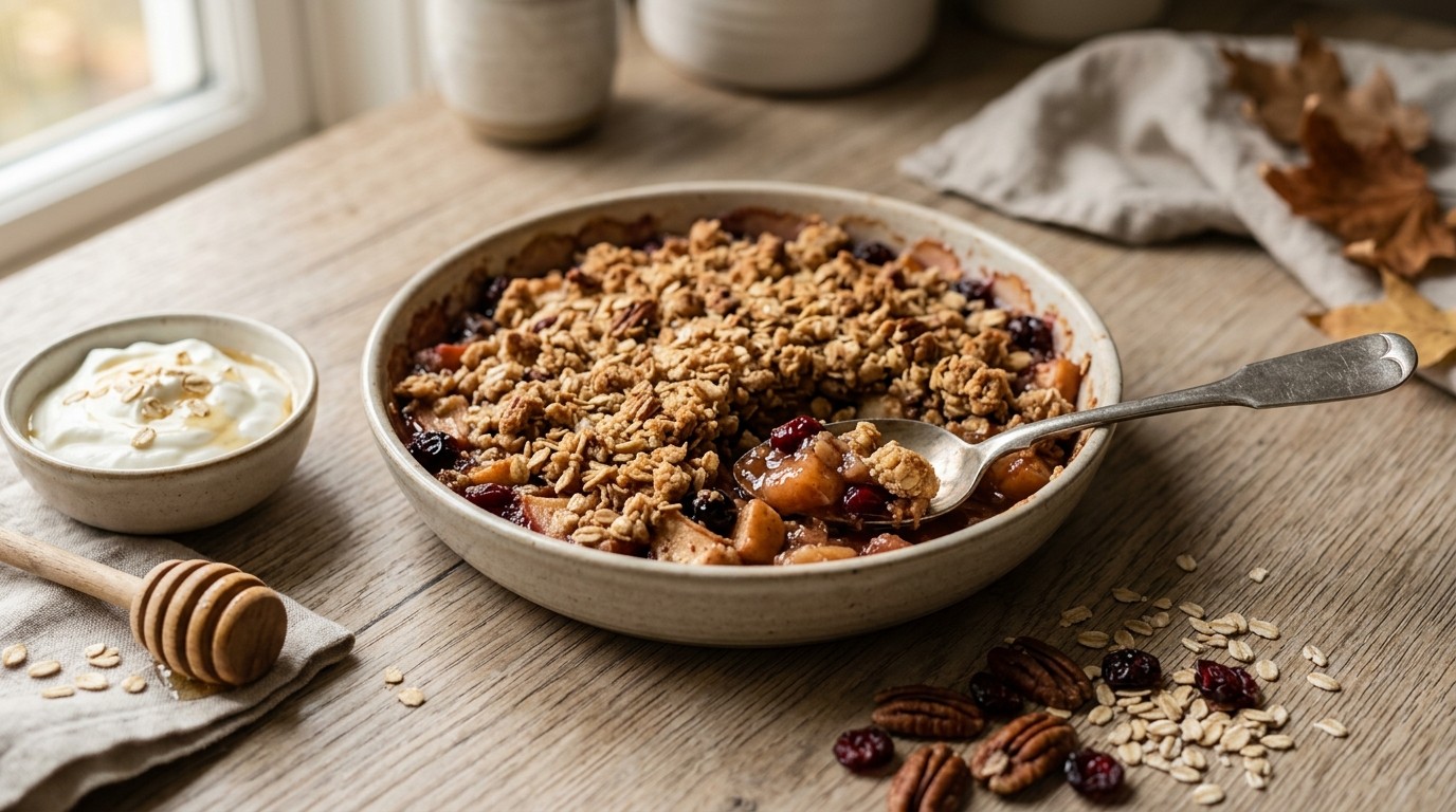 Appeltoetje met Haver-honing-kruimels