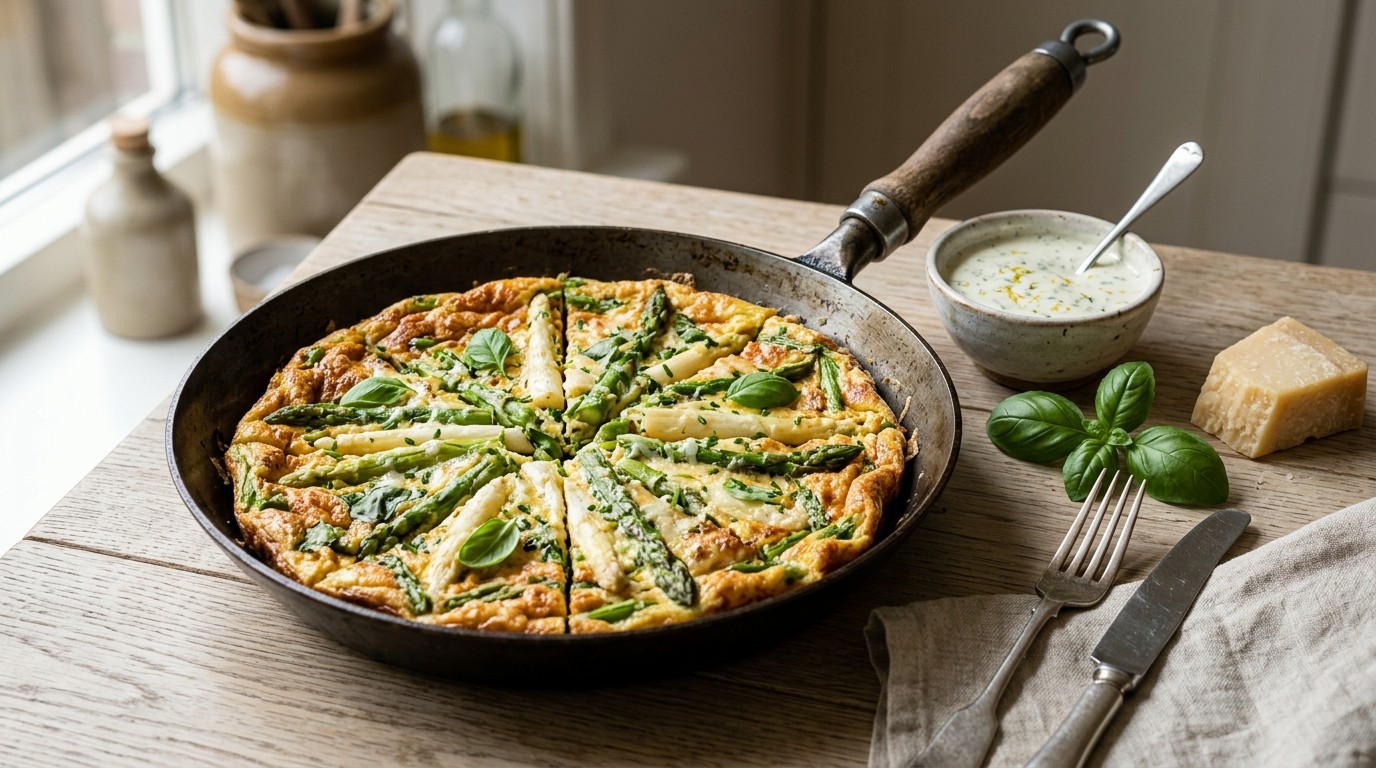 Asperge-omelet met Dipsaus