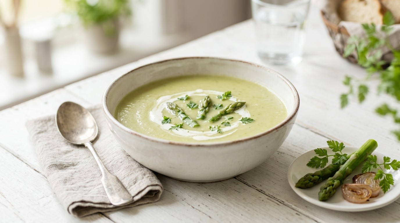 Asperge-roomsoep met Sjalotjes en Kervel recept Asperge-roomsoep met Sjalotjes en Kervel recept