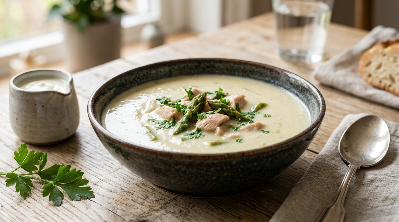 Aspergecrèmesoep met Kipfilet recept Aspergecrèmesoep met Kipfilet recept