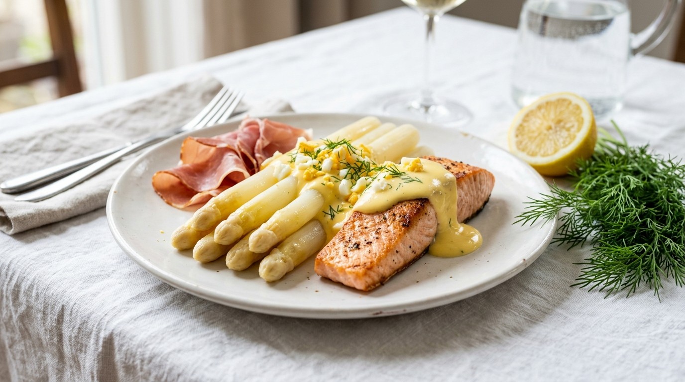Asperges en Zalm met Hollandaisesaus