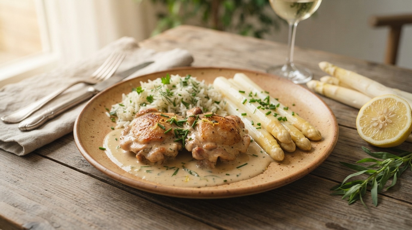 Asperges, Groene Rijst en kip