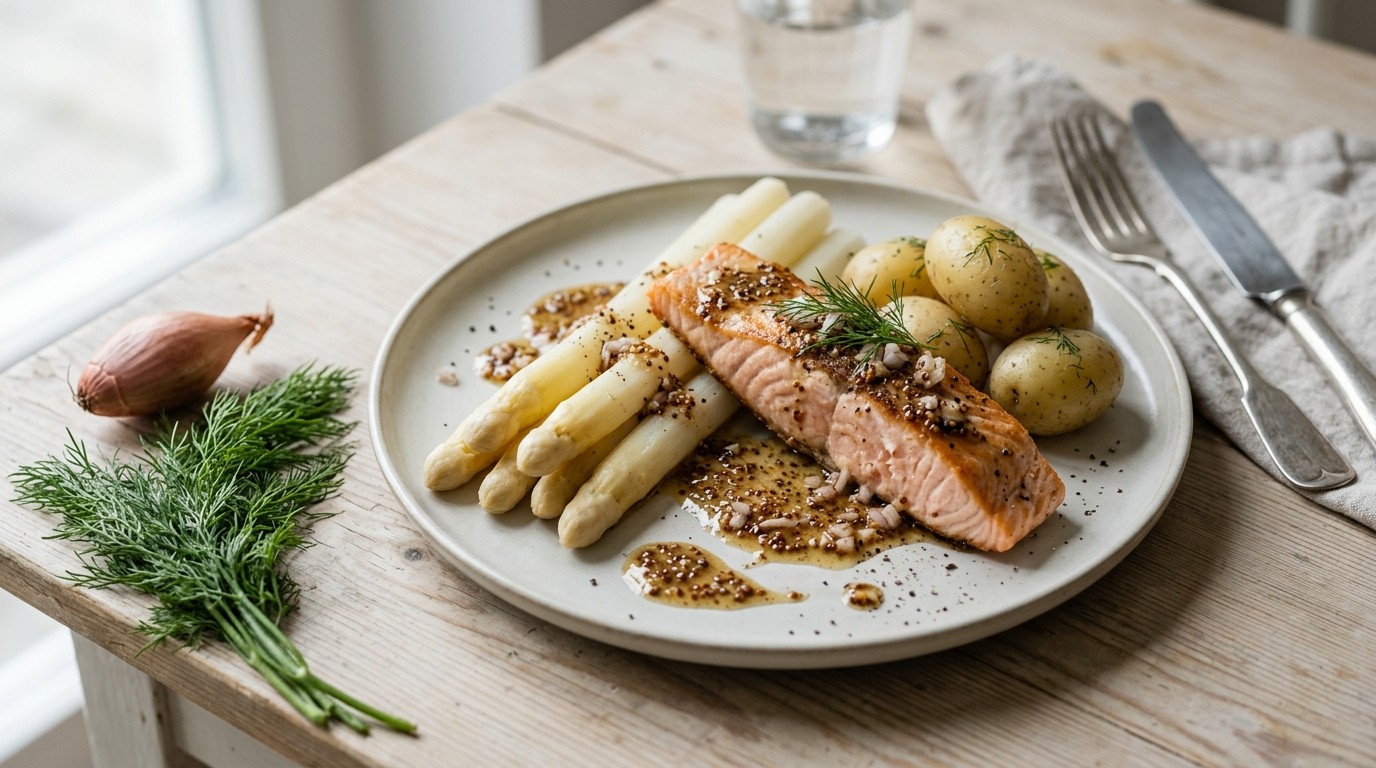 Asperges met Balsamico-mosterdsaus & Zalm