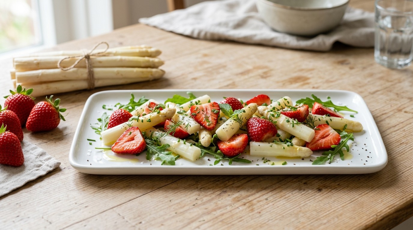 Aspergesalade met Aardbeien recept Aspergesalade met Aardbeien recept