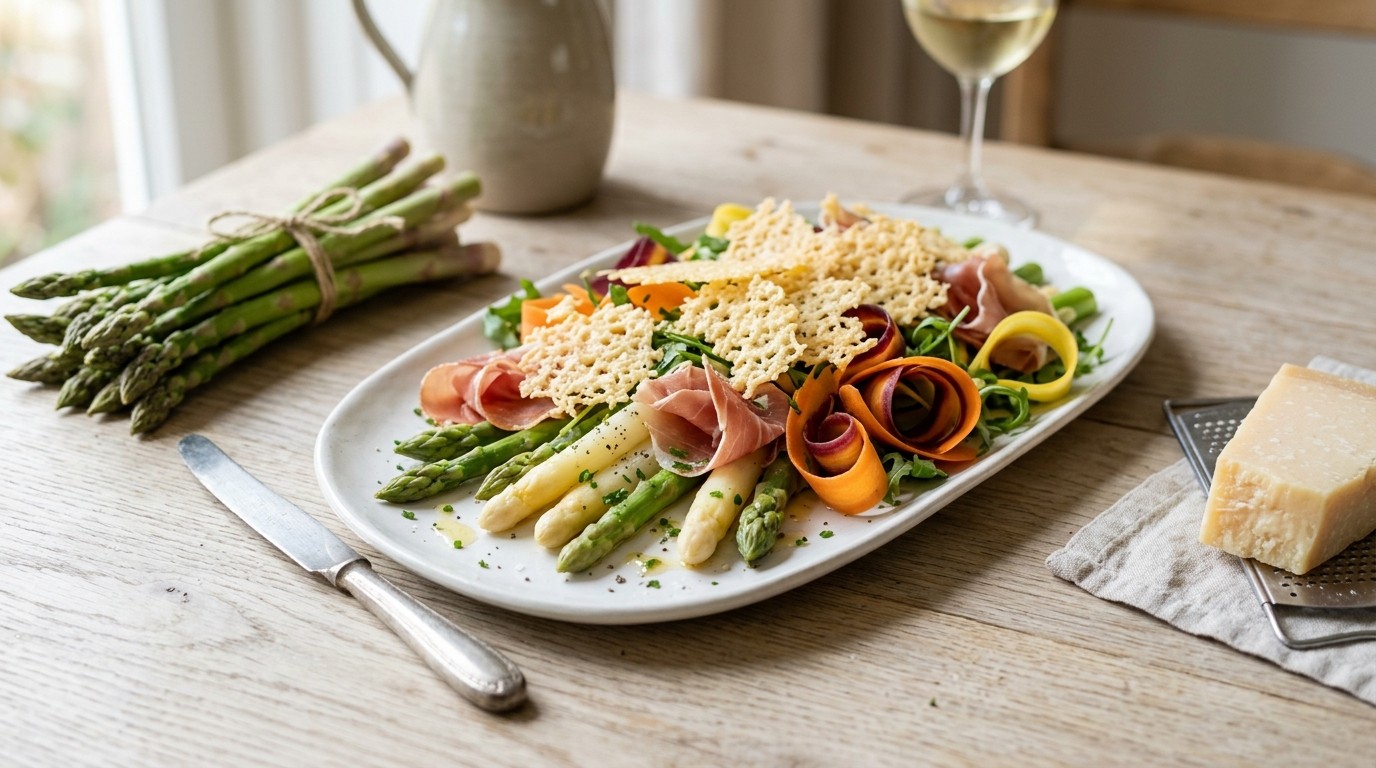 Aspergesalade met Parmezaanchips recept Aspergesalade met Parmezaanchips recept