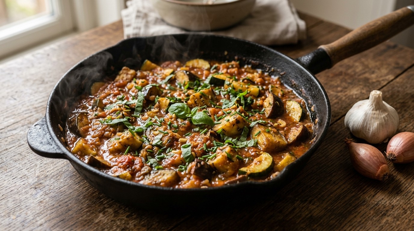 Aubergine-courgettepannetje