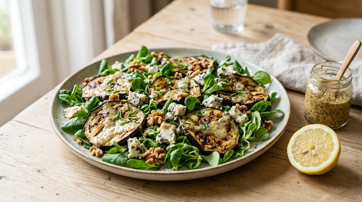 Aubergine-Roquefortsalade