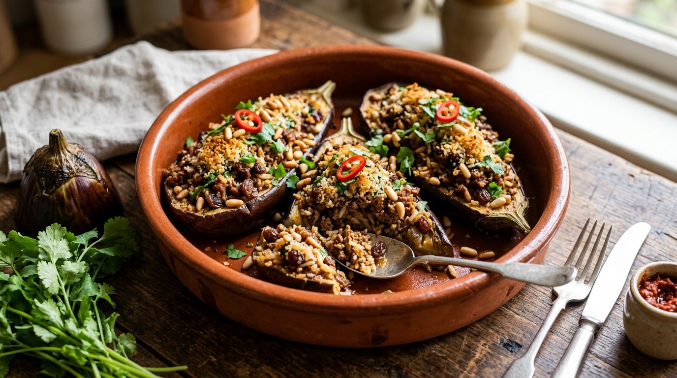 Aubergines Gevuld met Lamsgehakt