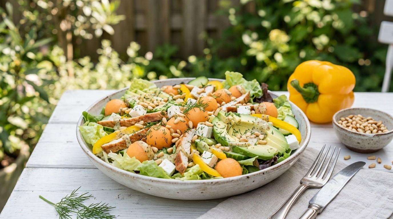 Avocado Meloensalade met Kipreepjes